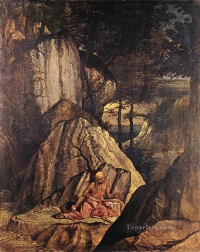 ロレンツォ・ロット Painting - 悔い改める聖ヒエロニムス・ルネッサンス ロレンツォ・ロット